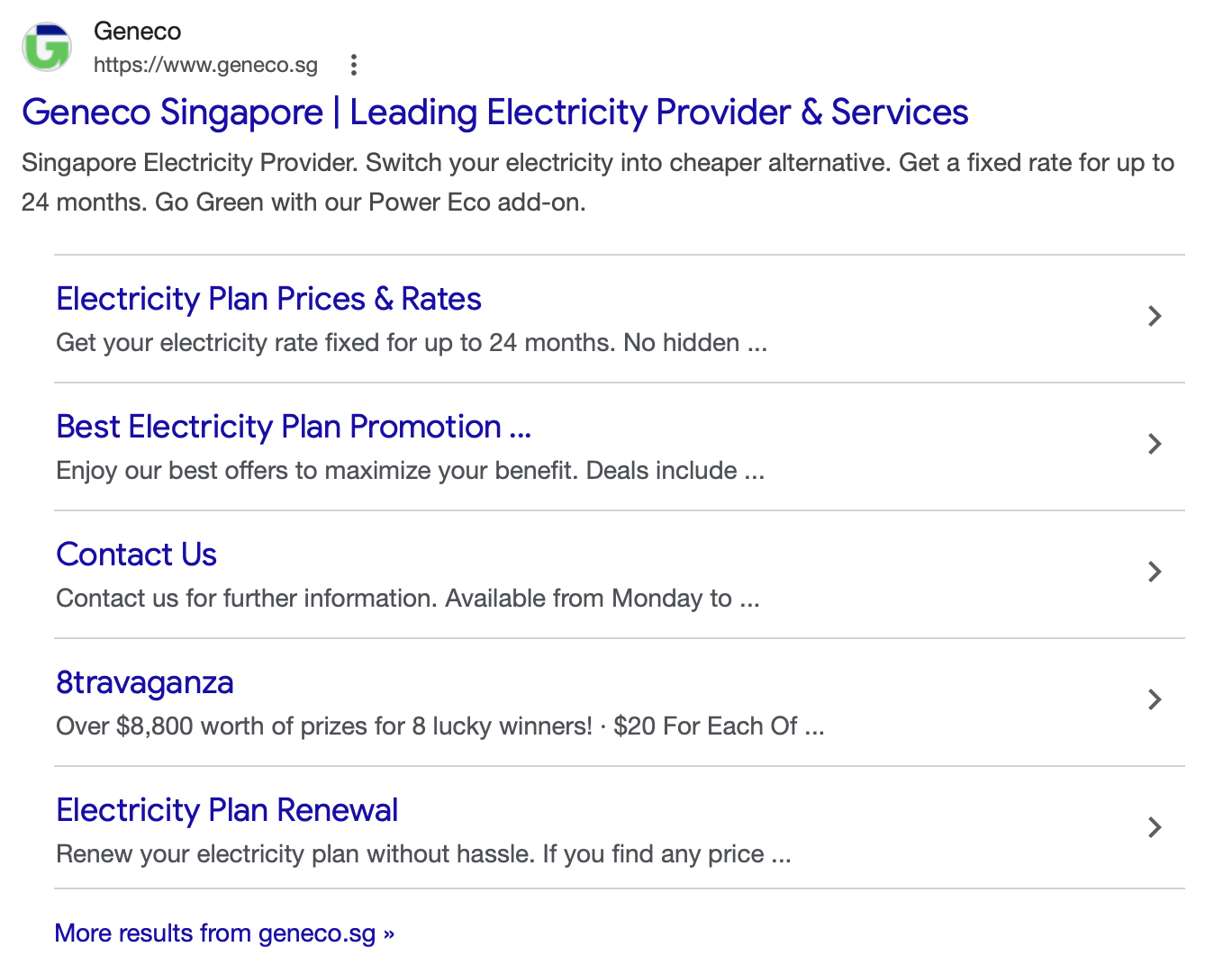 Current Geneco search result