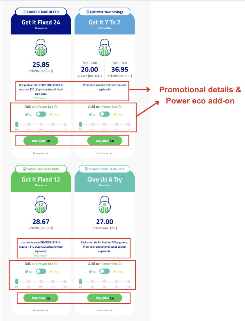 Pricing page before