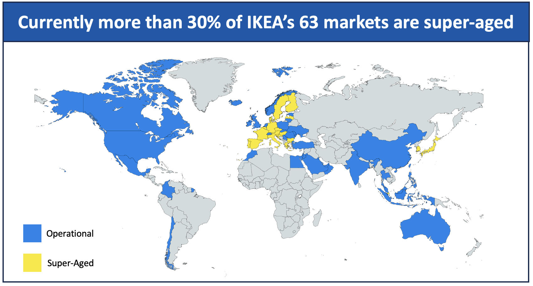 Global aging map — 30%+ of IKEA's 63 markets are super-aged
